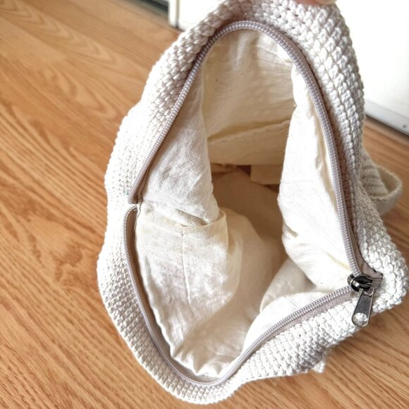 Handmade Crochet Shoulder Bag Neutral Boho Festival Beach Tote Summer Purse - Picture 5 of 11